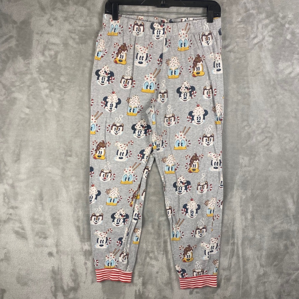 Disney Womens Pajama Pants M/M Gray Mickey‎ Mouse Holiday Christmas Sleepwear